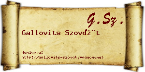 Gallovits Szovát névjegykártya